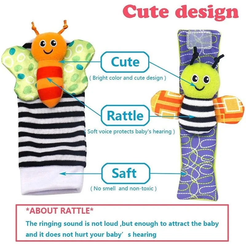 Hochets pour Bébé de 0 à 24 Mois – Jouets en Peluche Douce pour le Développement Éducatif - le coffre a jouets- Singe 4PCS