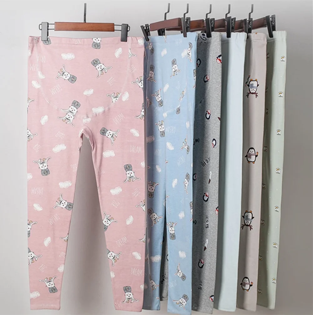 Ensemble Pyjama en Coton pour Femme – Haut d'Allaitement + Pantalon de Grossesse Réglable - le coffre a jouets- Ours rose / XXL