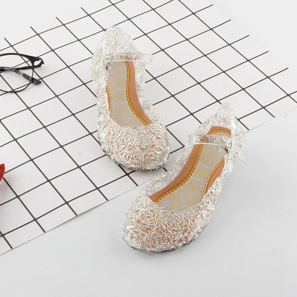 Sandales en cristal pour enfants - le coffre a jouets- Blanc / 25