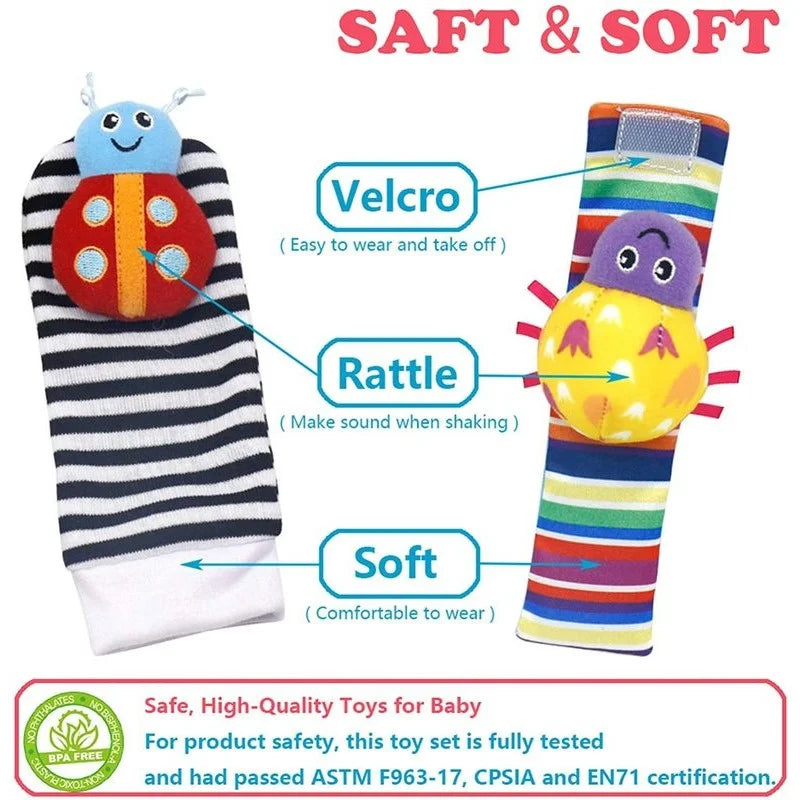 Hochets pour Bébé de 0 à 24 Mois – Jouets en Peluche Douce pour le Développement Éducatif - le coffre a jouets- Singe 4PCS