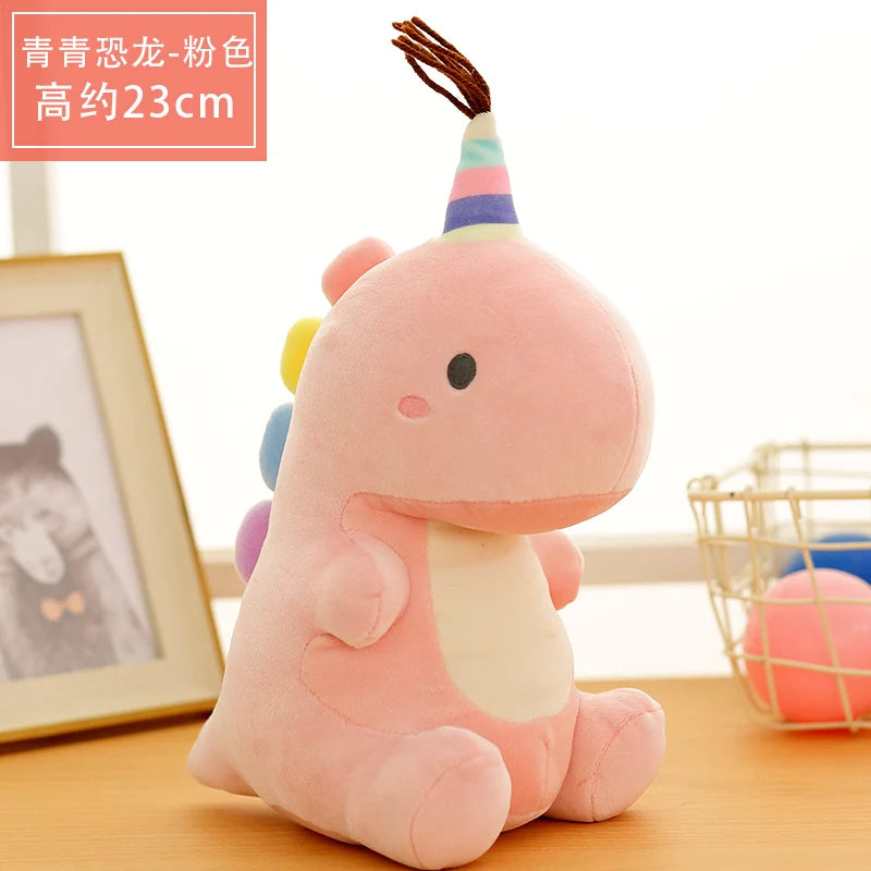 Peluche Dinosaure Kawaii - Jouet Doux et Mignon pour Enfants, Cadeau d'Anniversaire Parfait - le coffre a jouets- Rose / 23cm