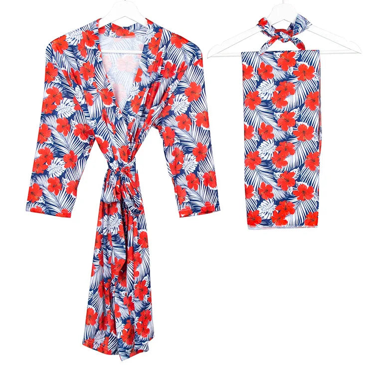Ensemble d’emmaillotage pour maman et bébé - Élégance et confort réunis 🌸 - le coffre a jouets- D-3pcs / L-XL-XXL