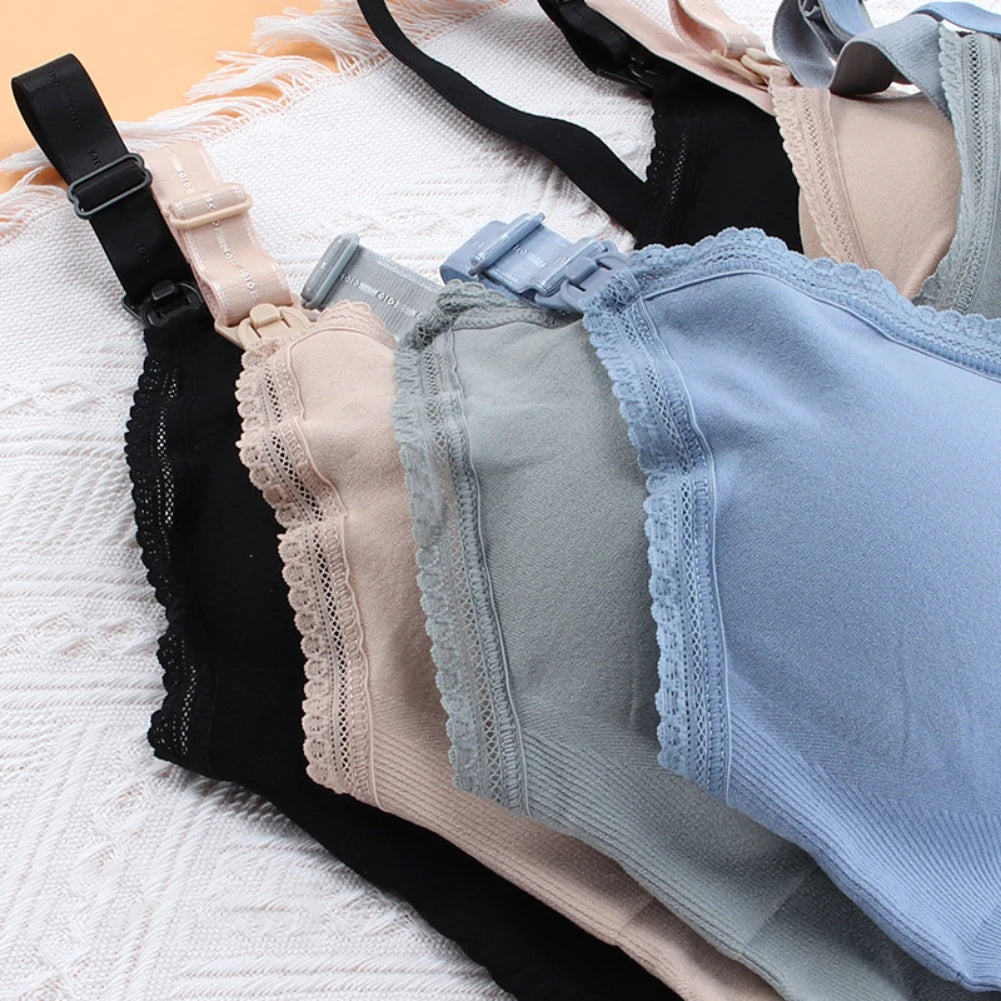 Soutien-gorge d'Allaitement en Dentelle avec Bouton Supérieur pour Femme Enceinte, Sous-vêtement d'Allaitement Maternel, Camisole de Grossesse