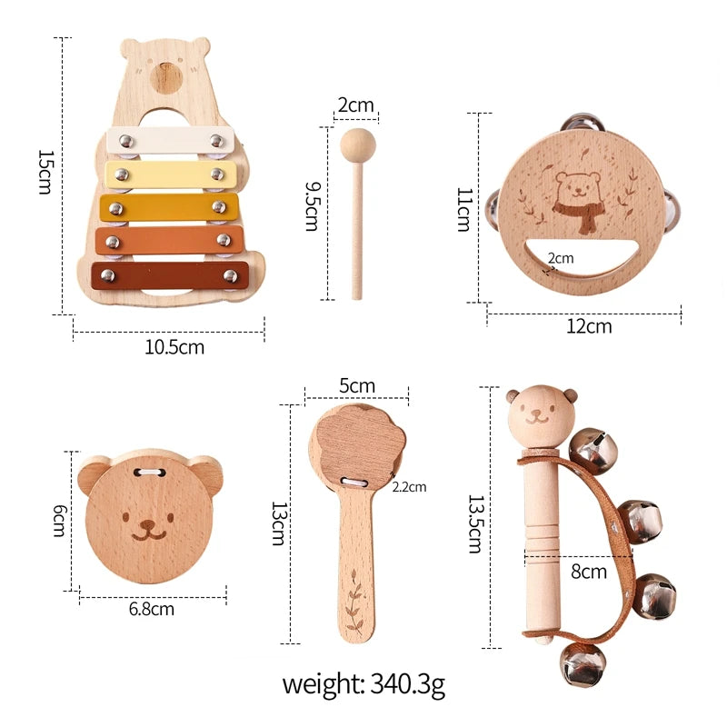 Instruments de musique Montessori en bois pour bébé