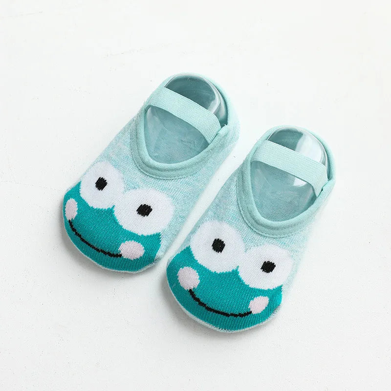 Chaussettes Antidérapantes Bébé - Motif Dessin Animé | Gardent au Chaud, Semelle en Caoutchouc pour Filles et Garçons - le coffre a jouets- Grenouille / S pour 0-1ans
