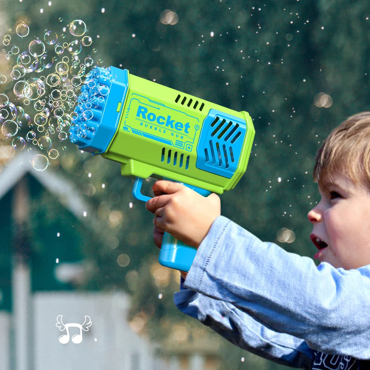 Pistolet à bulles électrique automatique portable avec lumière LED pour garçons et filles, un paquet de lance-roquettes à 40 trous pour enfants, déterminer