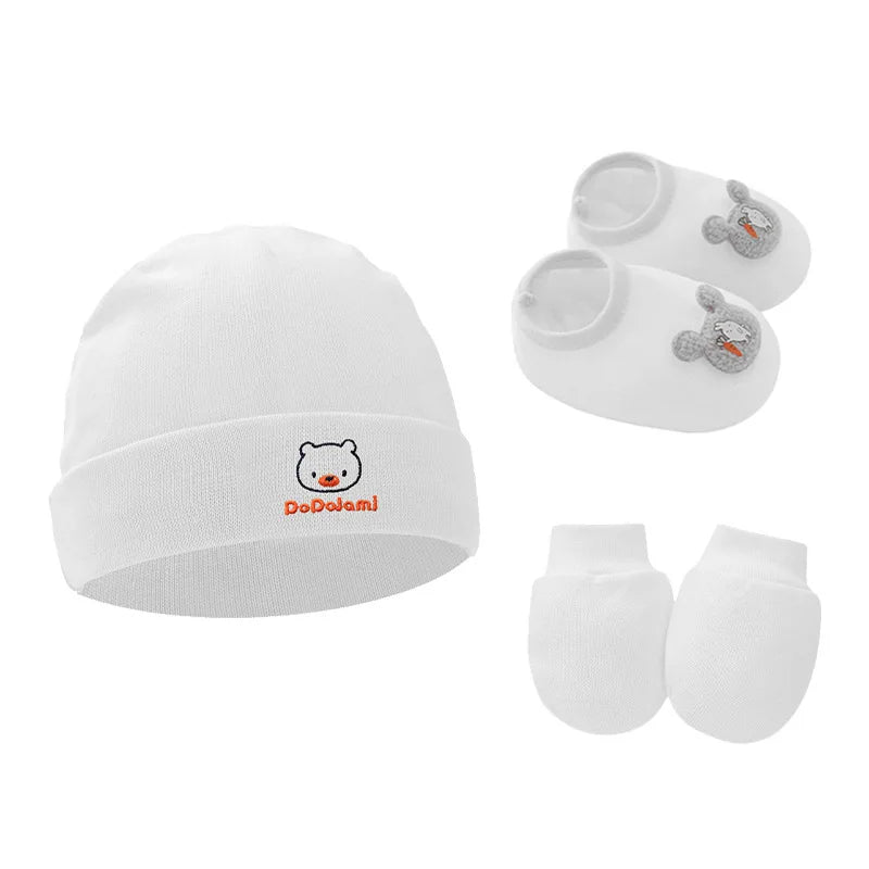 Ensemble bonnet, gants et chaussettes en coton pour bébé