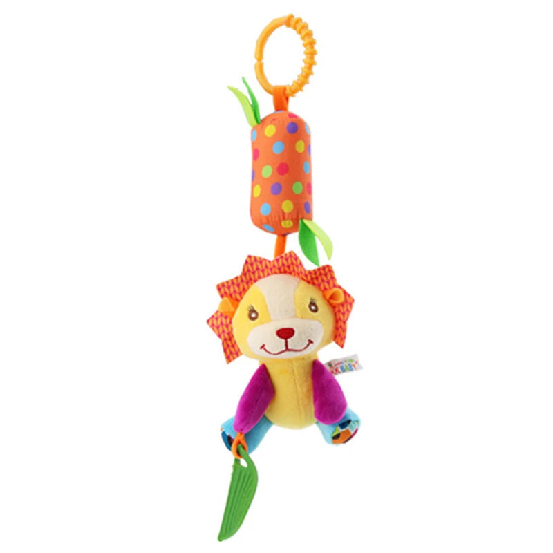 Jouet d'Éveil Sensoriel Bébé - Hochet Suspendu en Peluche | Jouet Musical et Apprentissage Doux pour Poussette, Lit, Berceau - le coffre a jouets- lion 026