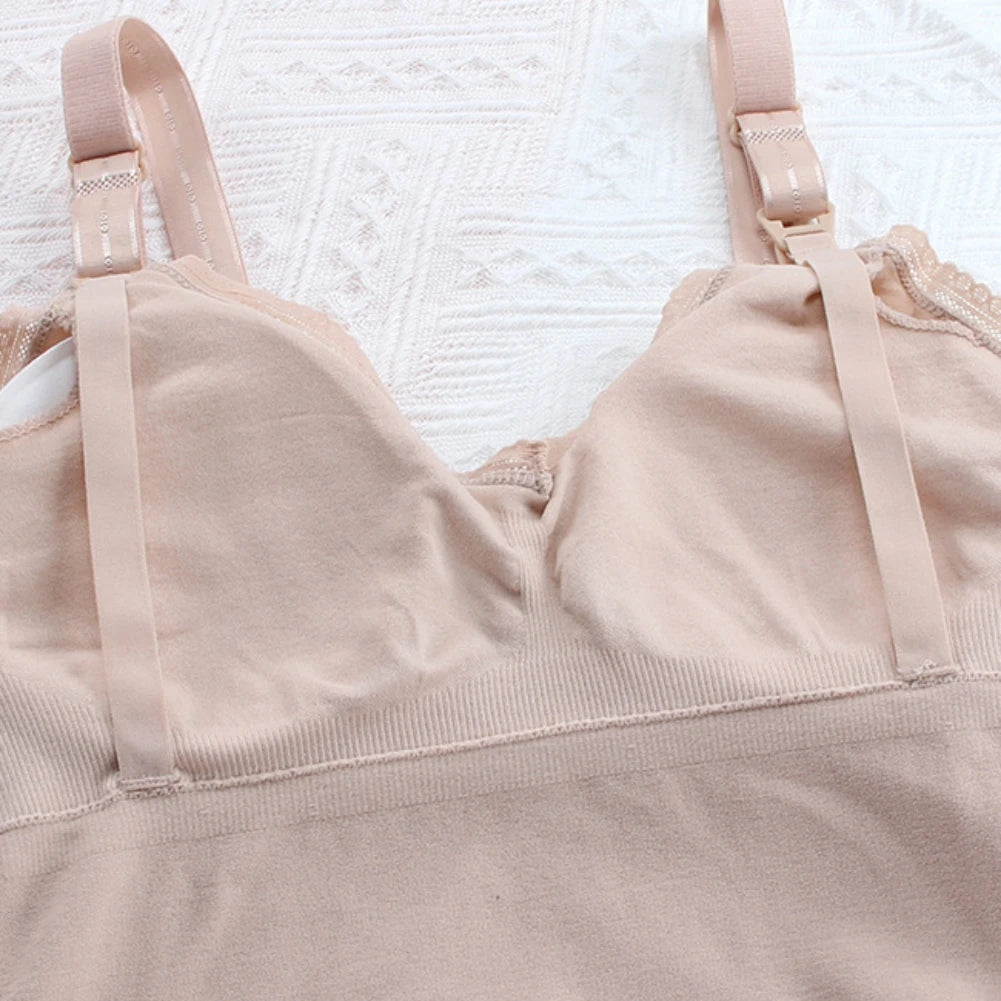 Soutien-gorge d'Allaitement en Dentelle avec Bouton Supérieur pour Femme Enceinte, Sous-vêtement d'Allaitement Maternel, Camisole de Grossesse
