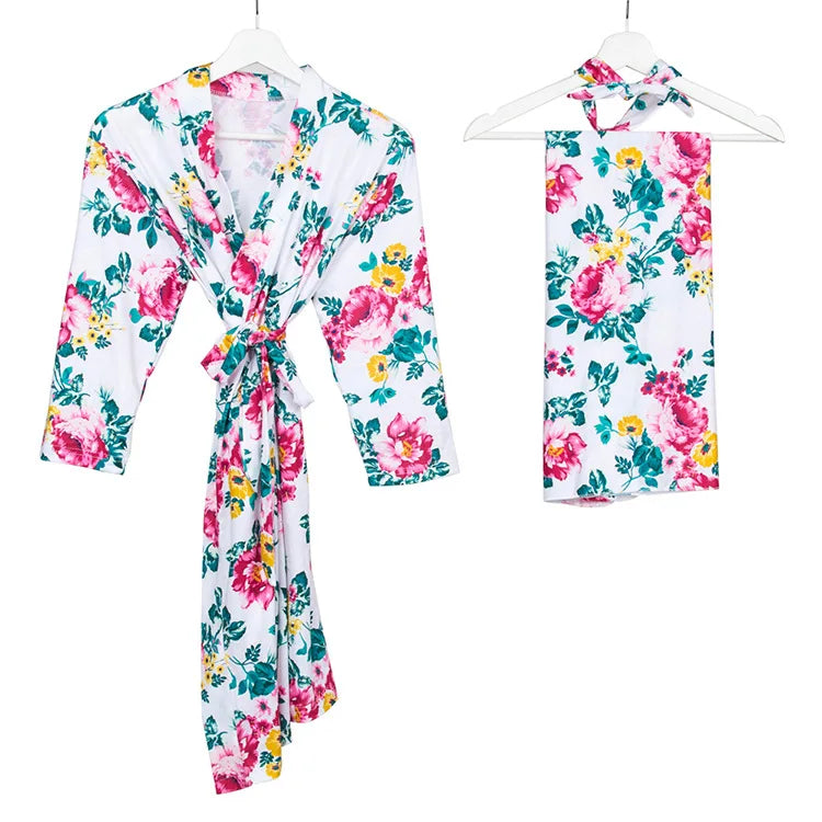 Ensemble d’emmaillotage pour maman et bébé - Élégance et confort réunis 🌸 - le coffre a jouets- A-3pcs / S-M
