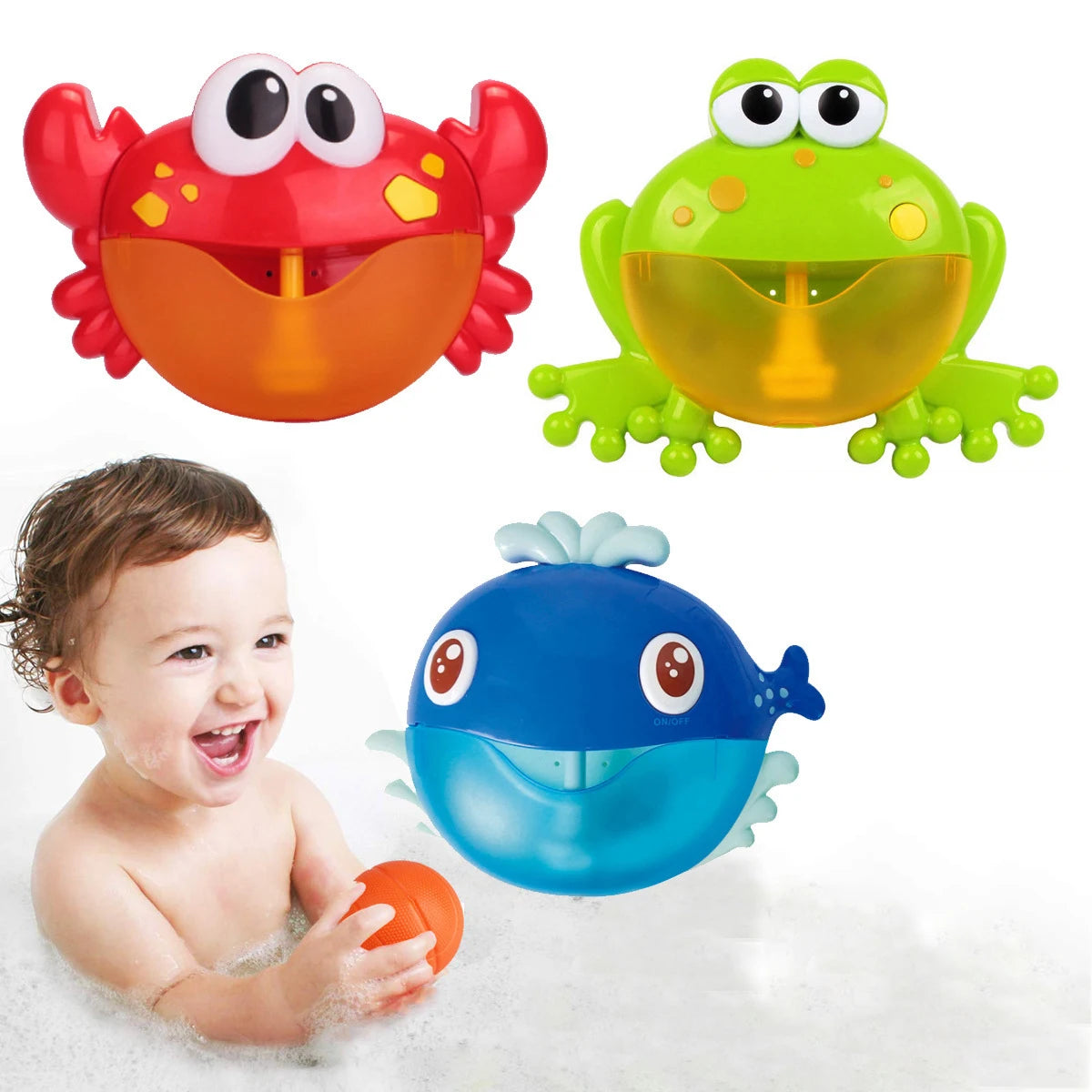 Machine à Bulles Électrique pour Bébé - Crabe & Grenouille | Jouet de Bain Musical et Amusant pour Enfants - le coffre a jouets- Baleine avec boîte
