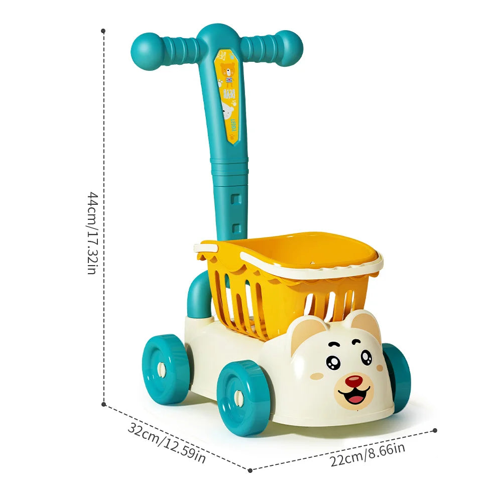 Chariot de supermarché pour enfants, jouet de chariot pour bébé, coupe de fruits, simulation de maison heureuse, cadeau d'anniversaire pour garçon et fille, cuisine - le coffre a jouets- Vert