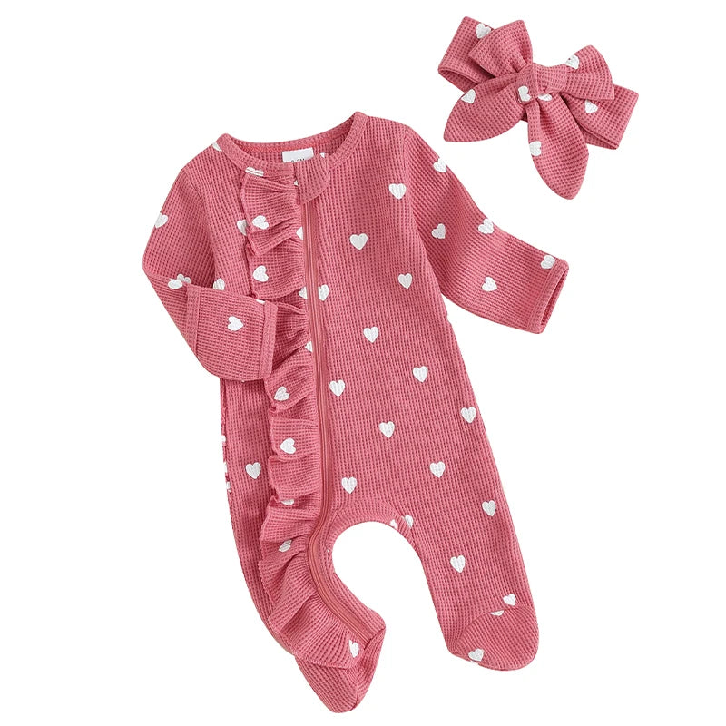 Pudcoco-Combinaison à manches longues pour bébé fille - le coffre a jouets- Rouge / Nouveau-né