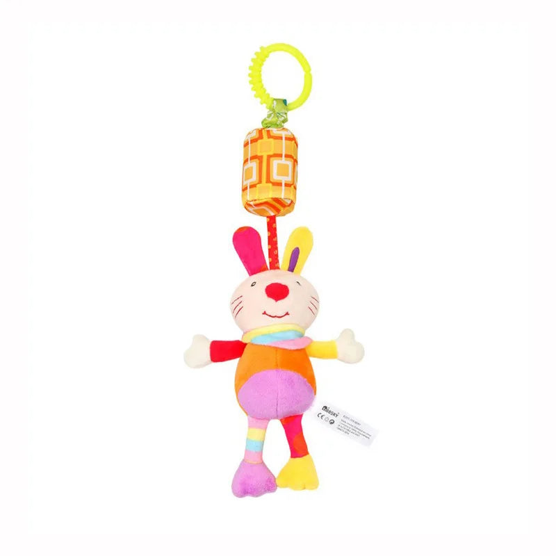Jouet d'Éveil Sensoriel Bébé - Hochet Suspendu en Peluche | Jouet Musical et Apprentissage Doux pour Poussette, Lit, Berceau - le coffre a jouets- lapin 778