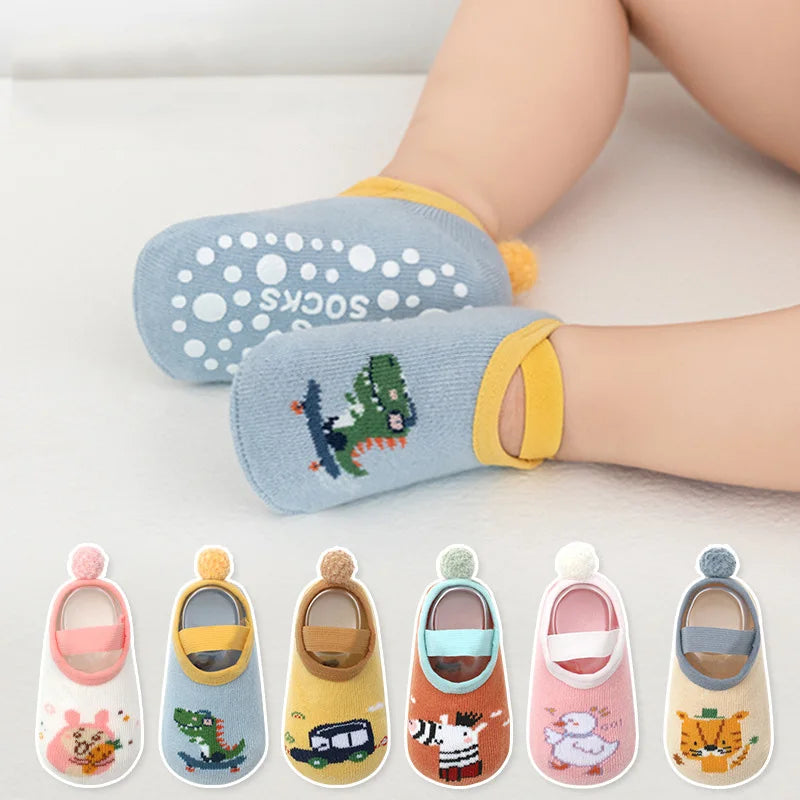 Chaussettes Antidérapantes Bébé - Motif Dessin Animé | Gardent au Chaud, Semelle en Caoutchouc pour Filles et Garçons - le coffre a jouets- Canard / M pour 1-3ans