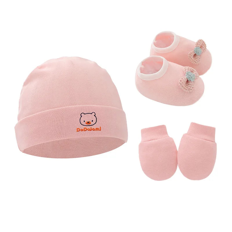 Ensemble bonnet, gants et chaussettes en coton pour bébé