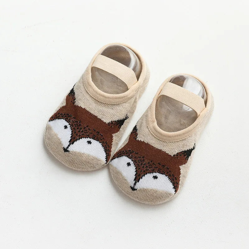 Chaussettes Antidérapantes Bébé - Motif Dessin Animé | Gardent au Chaud, Semelle en Caoutchouc pour Filles et Garçons - le coffre a jouets- Fox 1 / S pour 0-1ans