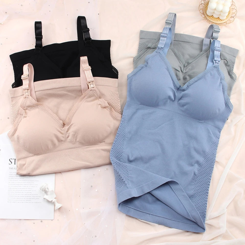Soutien-gorge d'Allaitement en Dentelle avec Bouton Supérieur pour Femme Enceinte, Sous-vêtement d'Allaitement Maternel, Camisole de Grossesse