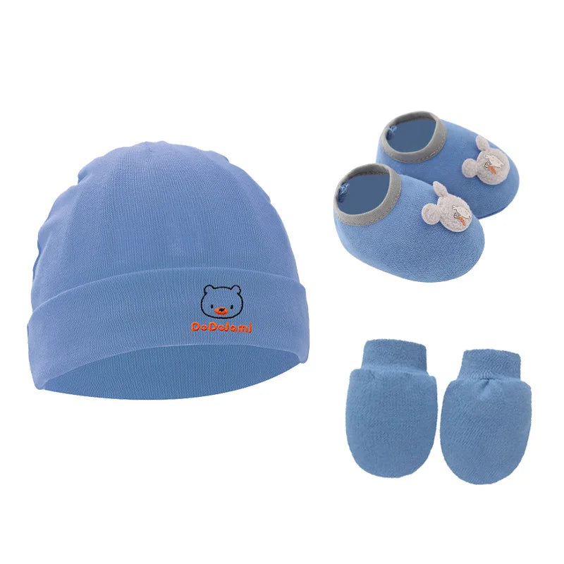 Ensemble bonnet, gants et chaussettes en coton pour bébé
