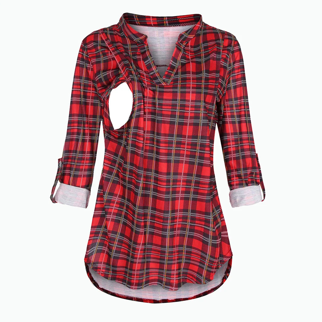 T-shirt d'Allaitement à Manches sulfet Col en V pour Femme Enceinte, Vêtement en Y Solide