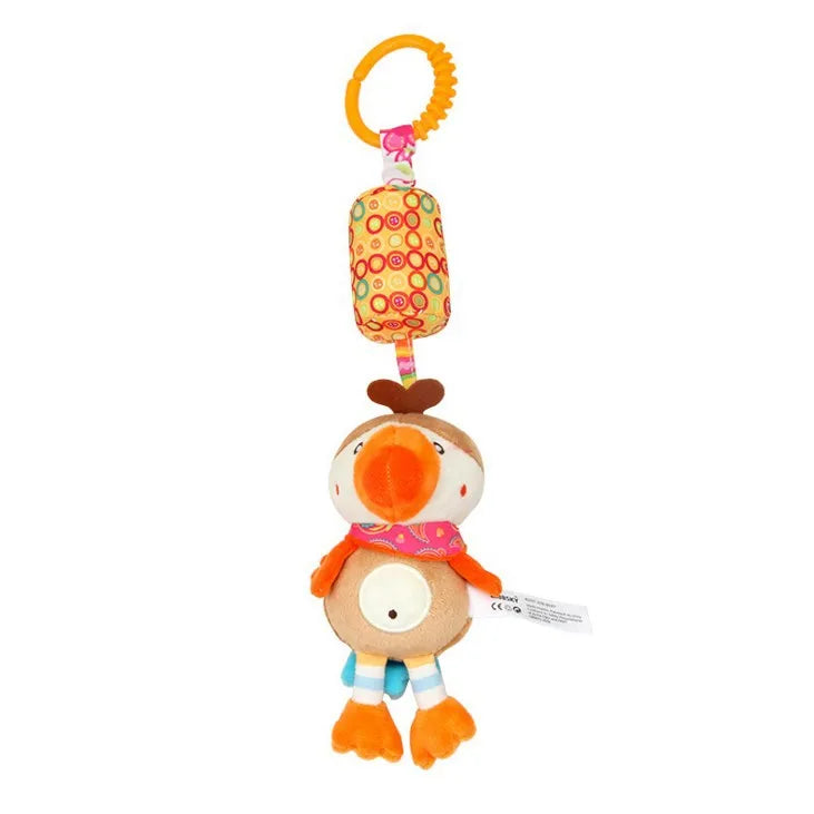 Jouet d'Éveil Sensoriel Bébé - Hochet Suspendu en Peluche | Jouet Musical et Apprentissage Doux pour Poussette, Lit, Berceau - le coffre a jouets- perroquet 778