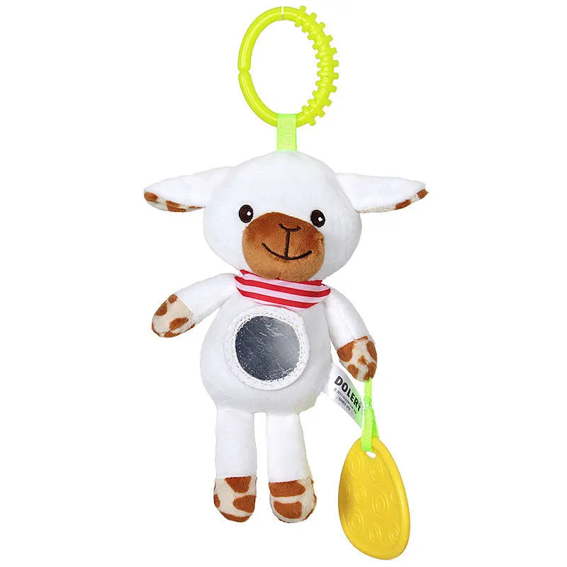 Jouet d'Éveil Sensoriel Bébé - Hochet Suspendu en Peluche | Jouet Musical et Apprentissage Doux pour Poussette, Lit, Berceau - le coffre a jouets- mouton 563