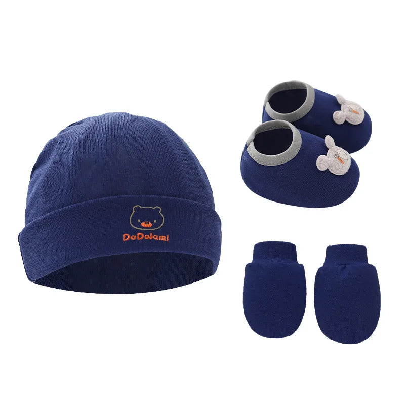 Ensemble bonnet, gants et chaussettes en coton pour bébé