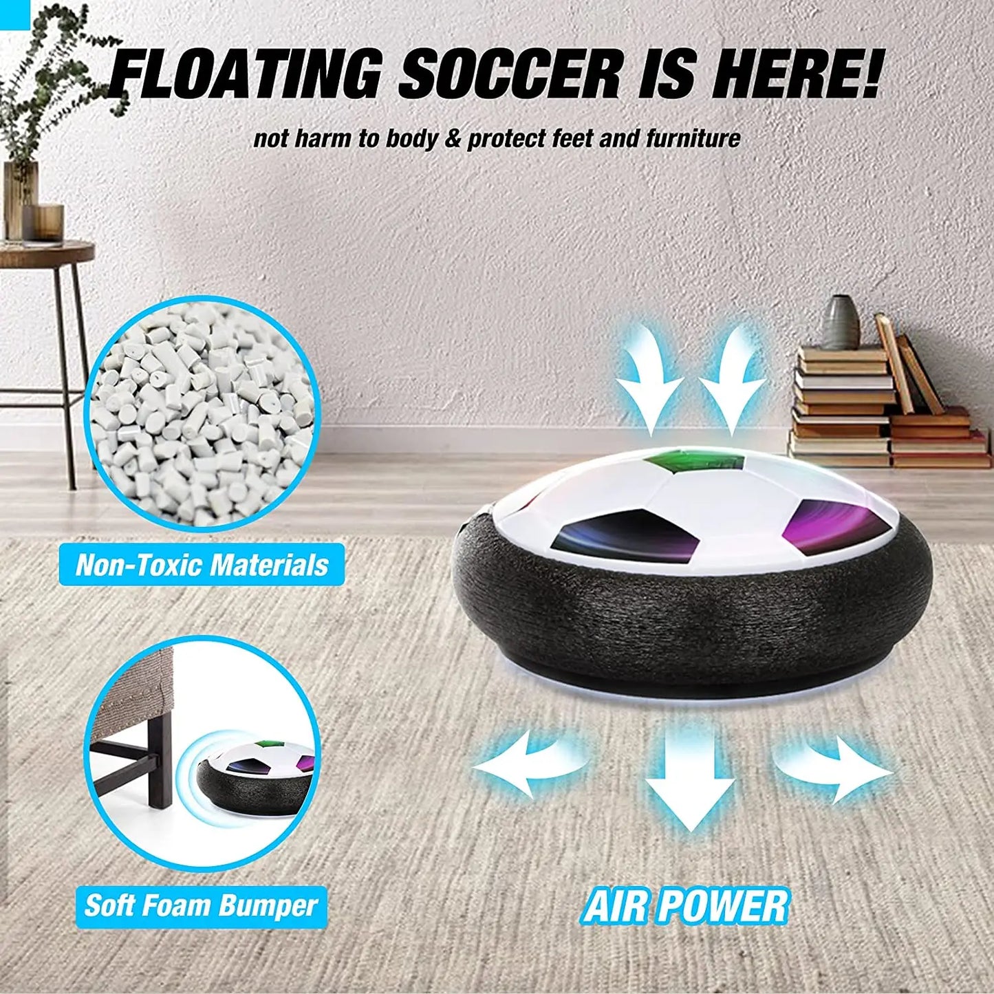 Ballon de Football Électrique Flottant avec Lumière LED et Musique - le coffre a jouets- Musique et lumière