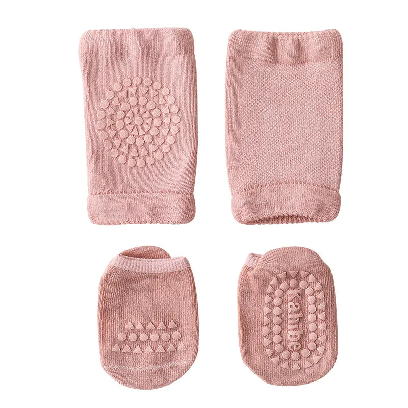 Ensemble Genouillères et Chaussettes Antidérapantes Bébé - Protection pour Rampement | Unisexe pour Filles et Garçons - le coffre a jouets- bleu / M(1-3ans)