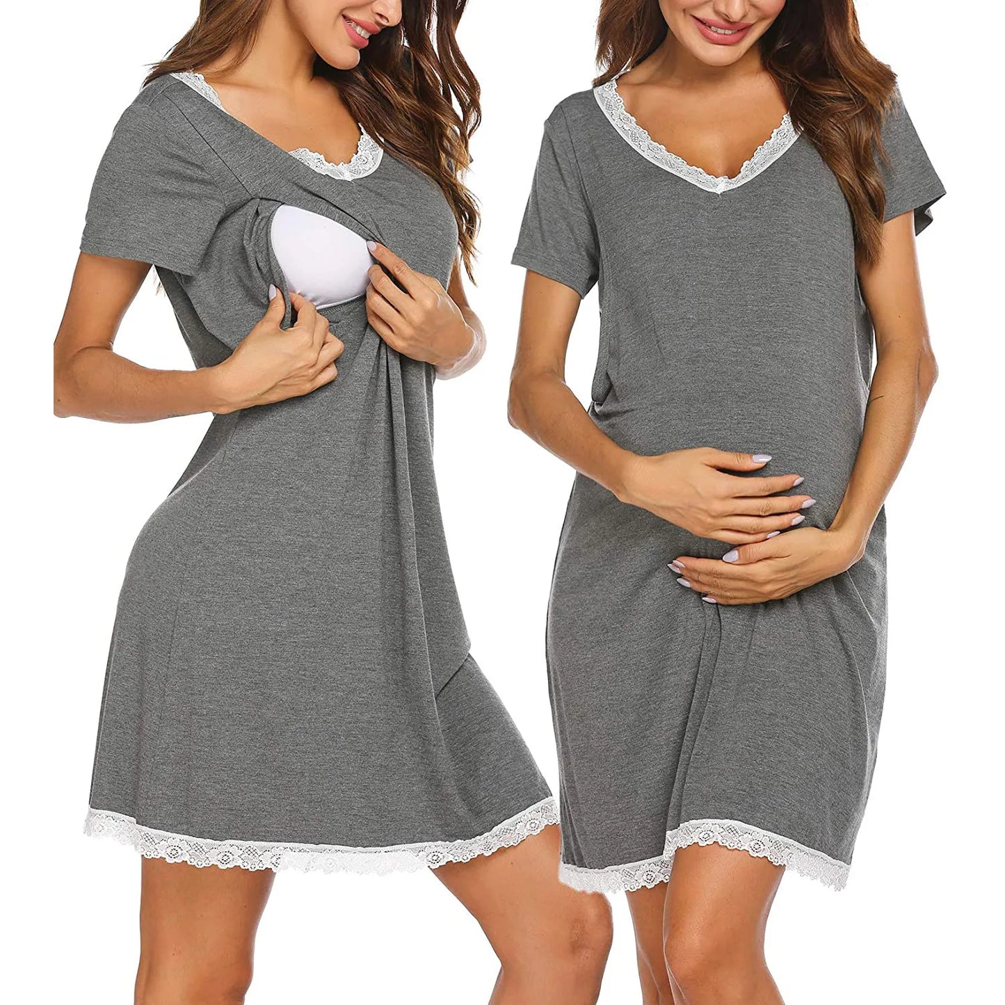 Vêtements de nuit de maternité pour femmes enceintes, vêtements de nuit d'allaitement, col en V, robe de nuit