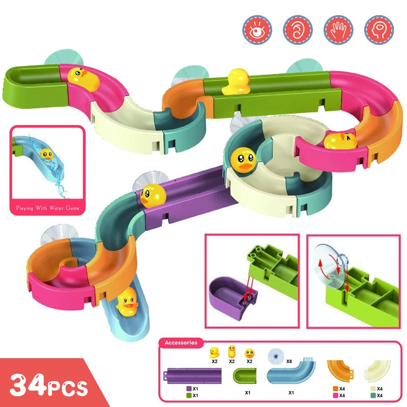 Jouets de bain muraux pour bébé – Pistes aquatiques avec canard à remonter