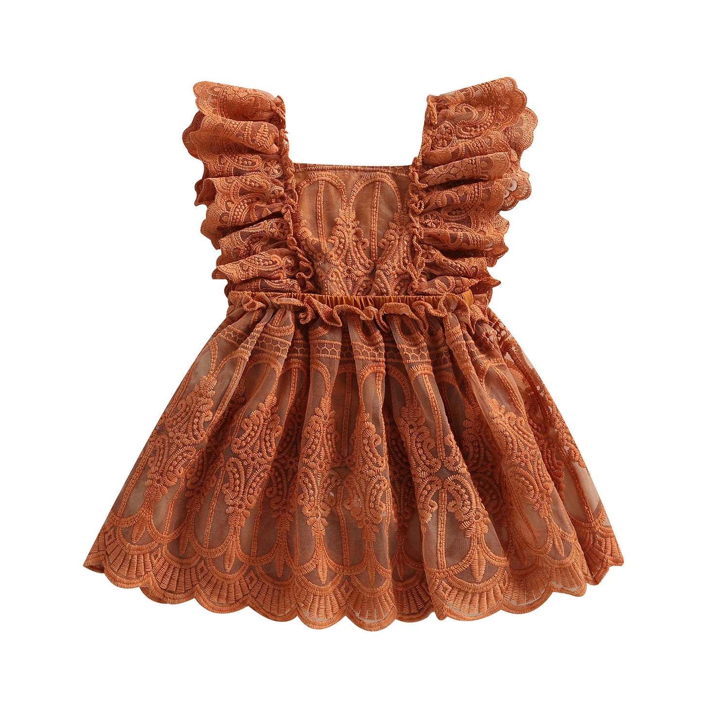 Pudcoco-Barboteuse d'été en dentelle pour nouveau-né fille - le coffre a jouets- Marron / 24M