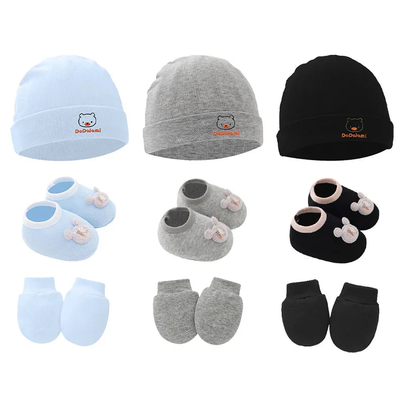 Ensemble bonnet, gants et chaussettes en coton pour bébé