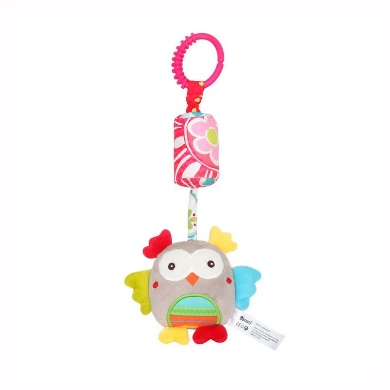 Jouet d'Éveil Sensoriel Bébé - Hochet Suspendu en Peluche | Jouet Musical et Apprentissage Doux pour Poussette, Lit, Berceau - le coffre a jouets- hibou 778