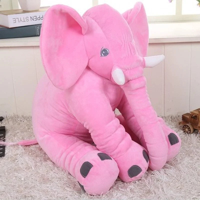 Éléphant en Peluche Douce – Oreiller Confortable pour Enfants - le coffre a jouets- Rose / 60cm