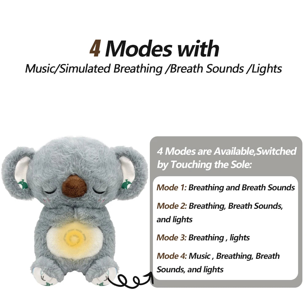 Jouet Apaisant en Peluche pour Bébé - Ours Respirant avec Musique, Lumières et Sons | Compagnon de Sommeil Doux - le coffre a jouets- Koala / 30CM