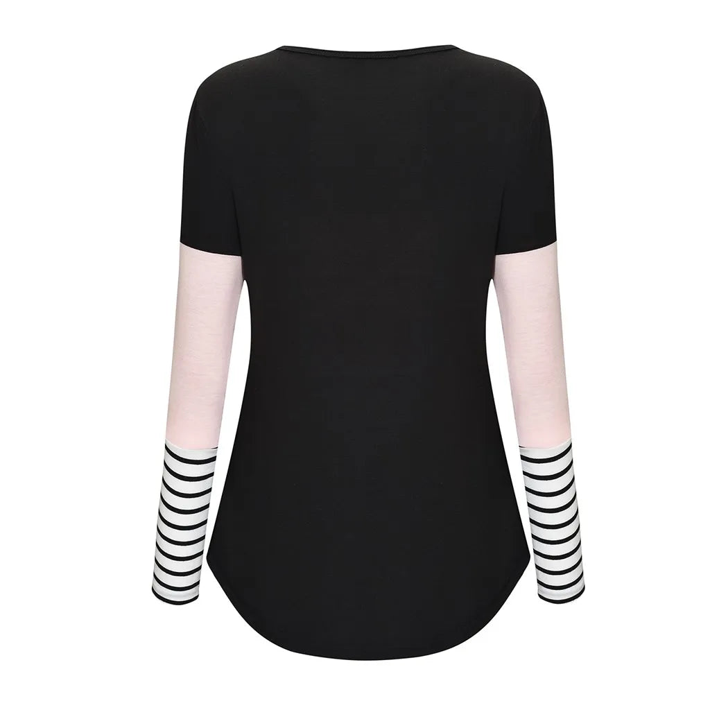 T-shirt à manches longues pour femmes enceintes, chemise d'allaitement, chemise d'allaitement, couture de document, mode décontractée