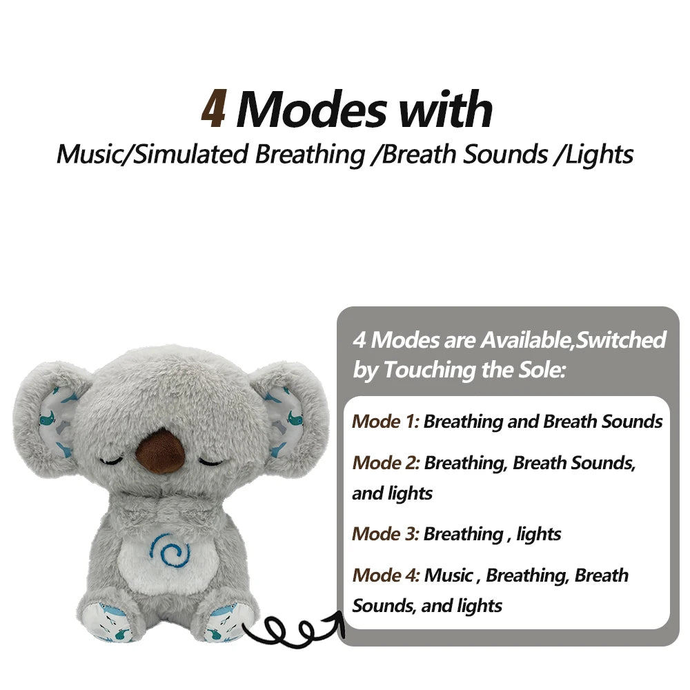 Jouet Apaisant en Peluche pour Bébé - Ours Respirant avec Musique, Lumières et Sons | Compagnon de Sommeil Doux - le coffre a jouets- Koala Original / 30CM
