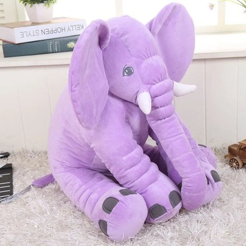 Éléphant en Peluche Douce – Oreiller Confortable pour Enfants - le coffre a jouets- Violet / 60cm
