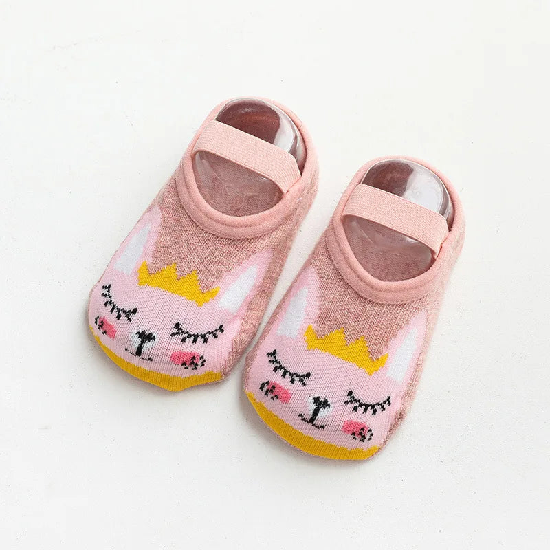 Chaussettes Antidérapantes Bébé - Motif Dessin Animé | Gardent au Chaud, Semelle en Caoutchouc pour Filles et Garçons - le coffre a jouets- Lapin 2 / S pour 0-1ans