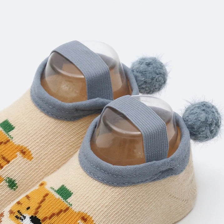 Chaussettes Antidérapantes Bébé - Motif Dessin Animé | Gardent au Chaud, Semelle en Caoutchouc pour Filles et Garçons - le coffre a jouets- Canard / M pour 1-3ans