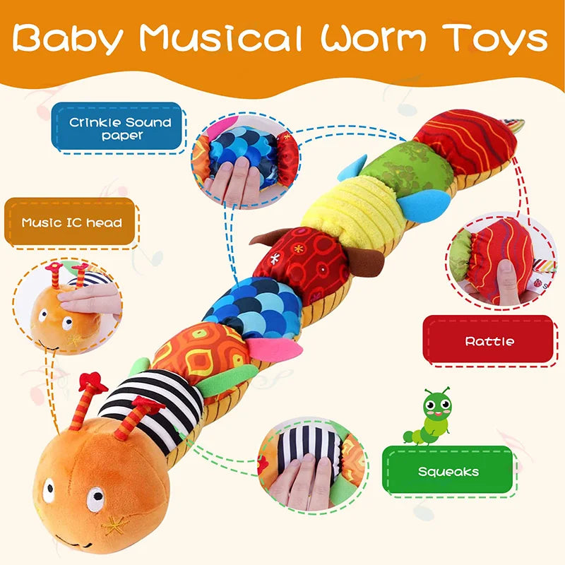 Hochet Musical en Peluche pour Bébé - Jouet Sensoriel pour Nouveau-né | Cadeau pour Tout-Petits - le coffre a jouets- vert 1012