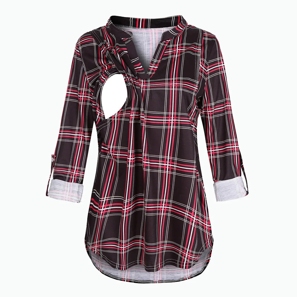 T-shirt d'Allaitement à Manches sulfet Col en V pour Femme Enceinte, Vêtement en Y Solide
