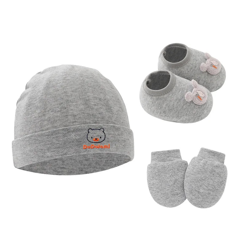 Ensemble bonnet, gants et chaussettes en coton pour bébé