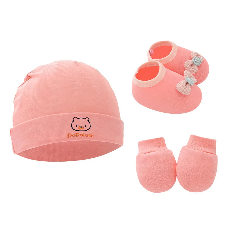 Ensemble bonnet, gants et chaussettes en coton pour bébé