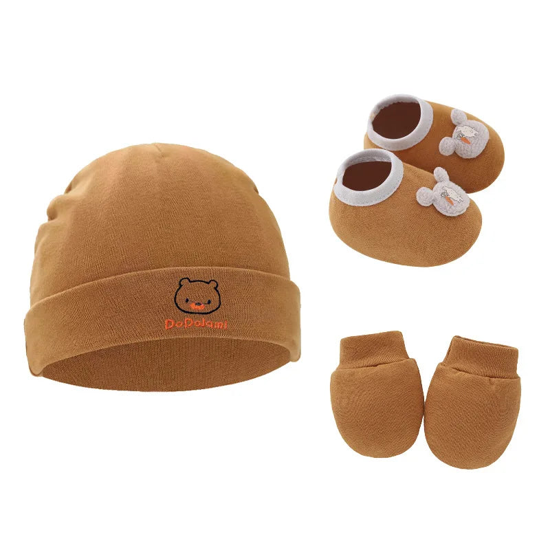 Ensemble bonnet, gants et chaussettes en coton pour bébé