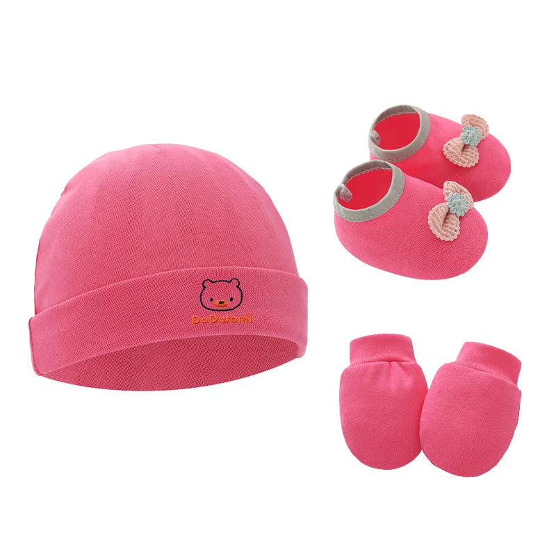 Ensemble bonnet, gants et chaussettes en coton pour bébé