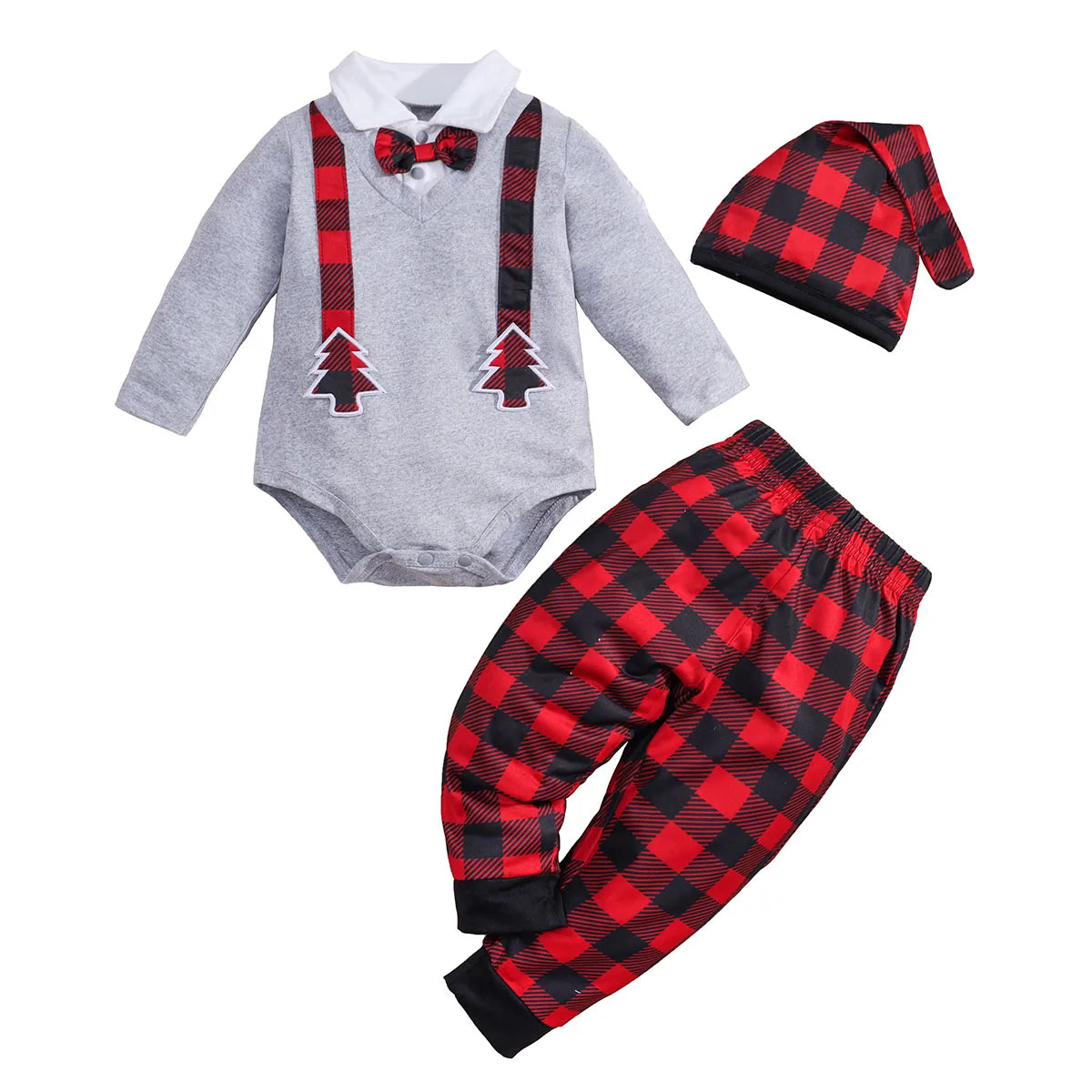 Ensemble Vêtements de Noël Bébé 3 Pièces (0-18 Mois) - le coffre a jouets- Rouge / 3-6M