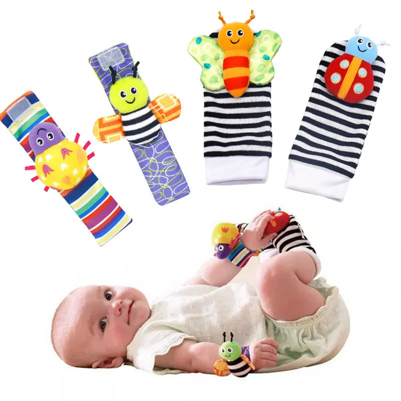 Hochets pour Bébé de 0 à 24 Mois – Jouets en Peluche Douce pour le Développement Éducatif - le coffre a jouets- Abeille 4PCS