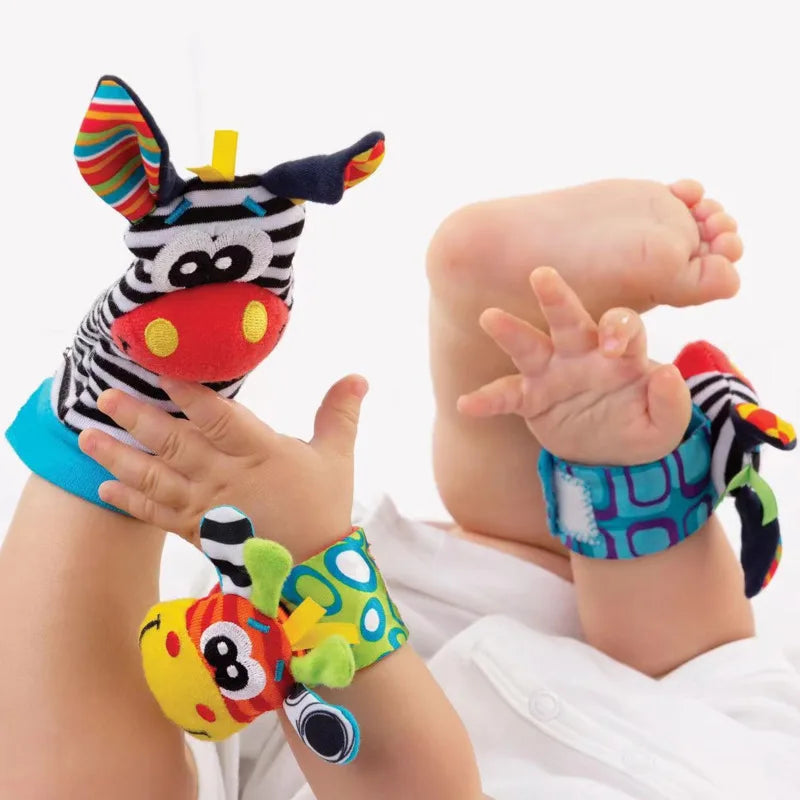 Hochets pour Bébé de 0 à 24 Mois – Jouets en Peluche Douce pour le Développement Éducatif - le coffre a jouets- Singe 4PCS